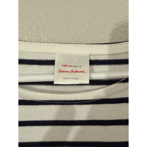 Hanna Andersson Girl's White/Black Striped Dress w/unicorns Sz. 14 100% Cotton - Picture 3 of 5